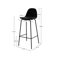 Vladi chaise de bar en velours noir H75