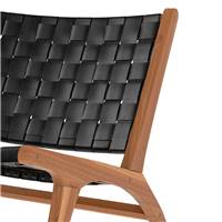 Essa fauteuil en teck et cuir tressé noir