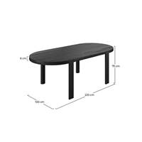 Bedum table ovale en bois de teck recyclé noir 8 personnes