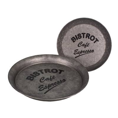 Set 2 plateaux zinc BISTROT
