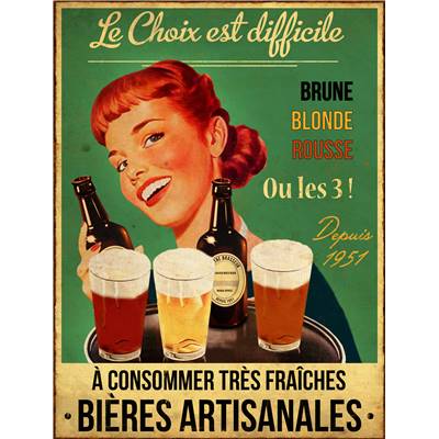 Plaque "Bières artisanales" 33 x 25 cm