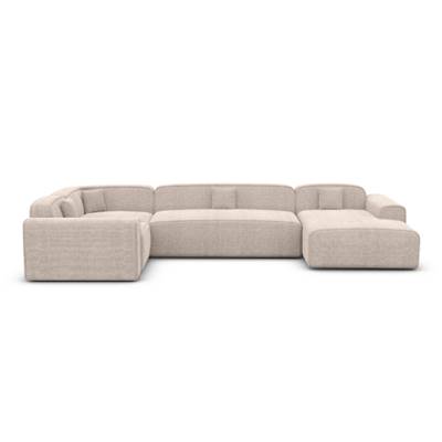 Brenda canapé panoramique angle droit en tissu texturé beige