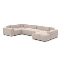 Brenda canapé panoramique angle droit en tissu texturé beige