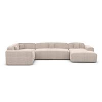 Brenda canapé panoramique angle droit en tissu texturé beige
