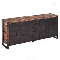 Nautical buffet bois de bateau recyclé 4 portes 3 tiroirs