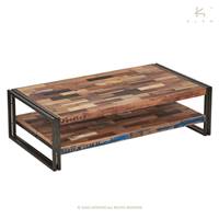 Nautical table basse bois de bateau recyclé 2 plateaux L120cm
