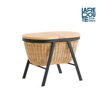 Tibe tabouret coffre acacia et métal