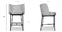 Gilo tabouret de bar tissu gris tweed et métal noir