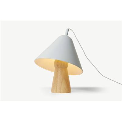 Chapeau lampe de table hévéa et blanc