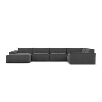 Stacele canapé panoramique angle gauche tissu texturé gris anthracite