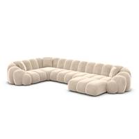 Dolban canapé panoramique angle droit en velours crème