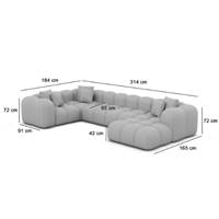 Cotton canapé panoramique angle droit en velours crème