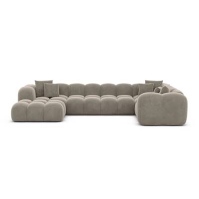 Cotton canapé panoramique angle gauche en velours beige foncé