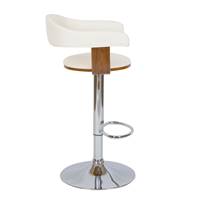 Vestal chaise de bar réglable et pivotant PU blanc et plaqué noyer