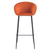 Usuals chaise de bar en velours orange corail H75