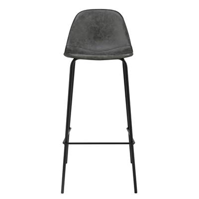 Vladi chaise de bar vintage en cuir synthétique gris noir H75