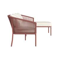 Pardis canapé d'angle d'extérieur 3 places en corde et métal terracotta beige