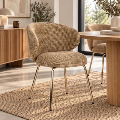 Grolette chaise en tweed jaune miami et pieds laitonnés