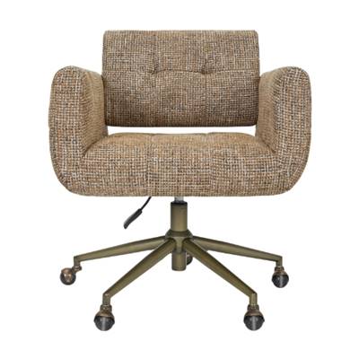 Marius chaise de bureau rotative à roulettes en tissu tweed marron caramel