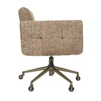Marius chaise de bureau rotative à roulettes en tissu tweed marron caramel