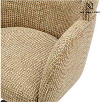 Baita chaise de bureau rotative en tissu tweedé jaune miami et métal noir
