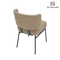 Lisea chaise en tissu tweed jaune moucheté et métal noir
