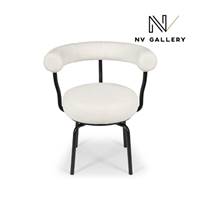 Jesper chaise de bureau rotative en tissu bouclé blanc