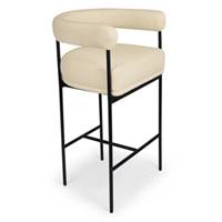Borry tabouret de bar tissu bouclé blanc et métal noir H78