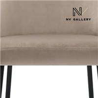 Nio chaise en velours taupe et métal noir