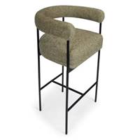 Borry tabouret de bar tweed taupe et métal noir H78