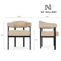 Glorysse chaise avec accoudoirs en velours beige crème et pieds noir