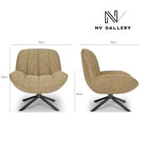 Brunie fauteuil rotatif en tisu tweed jaune miami et métal