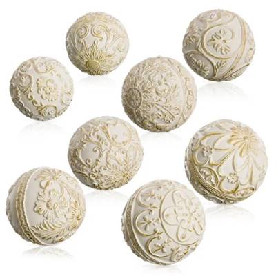 Fanny lot de 8 boules décoratives blanches et dorées Ø10cm