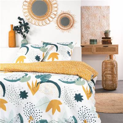 Sunshine parure de lit 240x260 coton imprimé feuilles 11.52