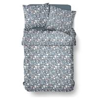 Sunshine parure de lit 220x240 coton imprimé fleurs bleues et roses 12.2