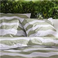 Sunshine parure de lit 220x240 coton imprimé vagues vertes et blanches 17.27