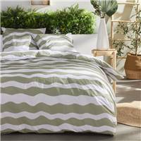 Sunshine parure de lit 220x240 coton imprimé vagues vertes et blanches 17.27