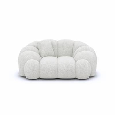 Dolban fauteuil en tissu bouclé blanc effet nuage