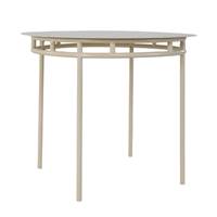 Ribola table d'extérieur ronde en métal beige amande 4 pers Ø90cm