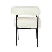 Borry chaise avec accoudoirs en tissu blanc crêpé et métal noir