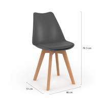 Anabelle chaise scandinave gris foncé et bois clair