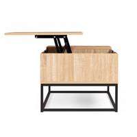 Misou table basse relevable avec rangement bois et noir