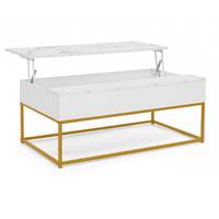 Lacky table basse plateau relevable effet marbre et pieds chromés