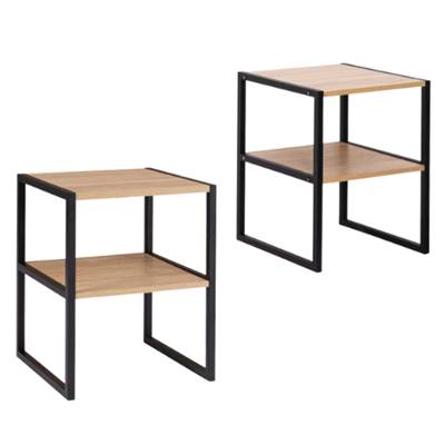 Misou lot de 2 tables de chevet bois et noir 2 plateaux