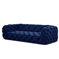 Layor canapé 4 places en velours bleu foncé