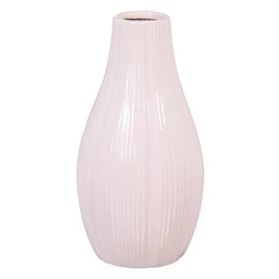 Alice vase rose en céramique strié H25.5cm L