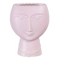 Brun vase visage mauve en céramique