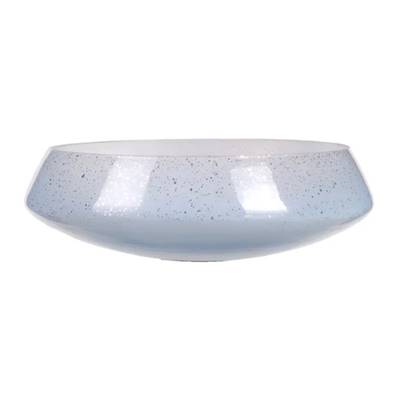 Bola centre de table en verre bleu moucheté argenté H8cm