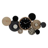 Amyl horloge murale multirond en métal noir et bois L128cm