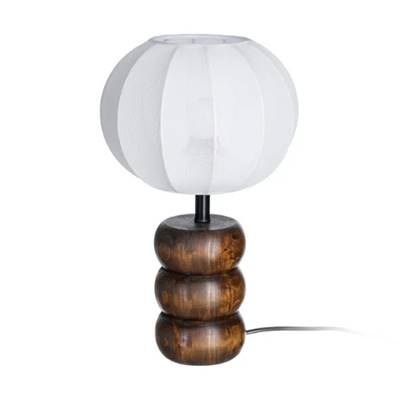 Sorella lampe de table bois 3 niveaux et abat-jour tissu blanc H39,5cm